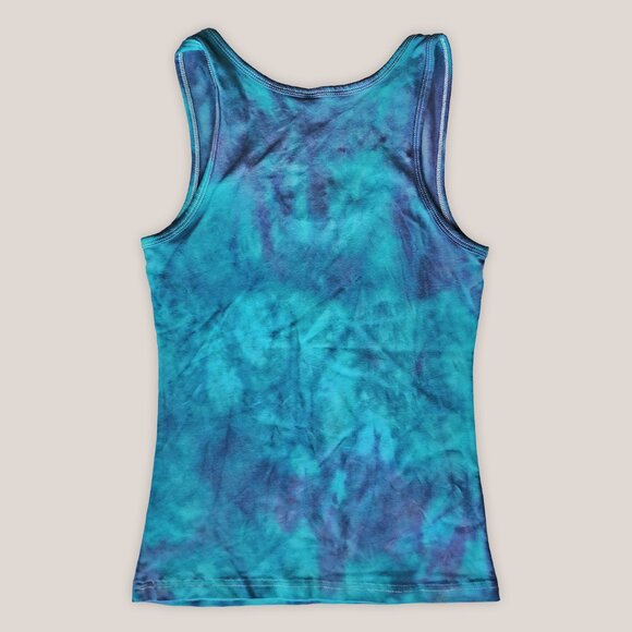NWT Zerya Blue Teal Tie Dye Cotton Tank Top Women's Yoga Shirt Hand-Dyed - Picture 3 of 3